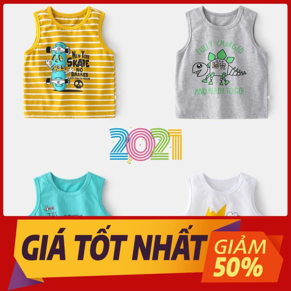 Áo sát nách bé trai WELLKIDS áo ba lỗ cho bé họa tiết đáng yêu chất cotton hàng xuất Âu Mỹ