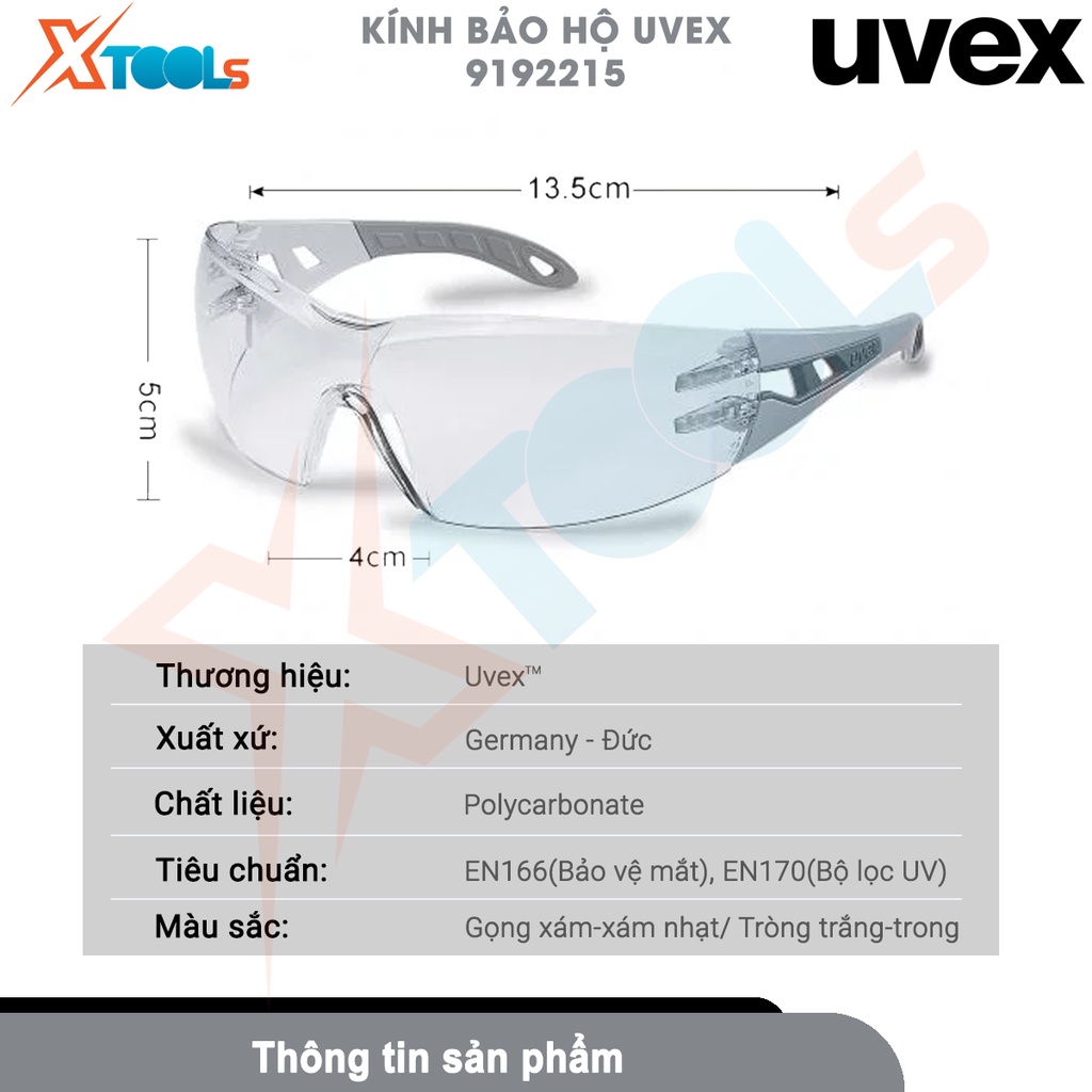 Kính bảo hộ UVEX PHEOS GUARD 9192215 chống bụi, đọng sương, trầy xước, ngăn chặn tia UV, dùng đi xe máy, làm việc