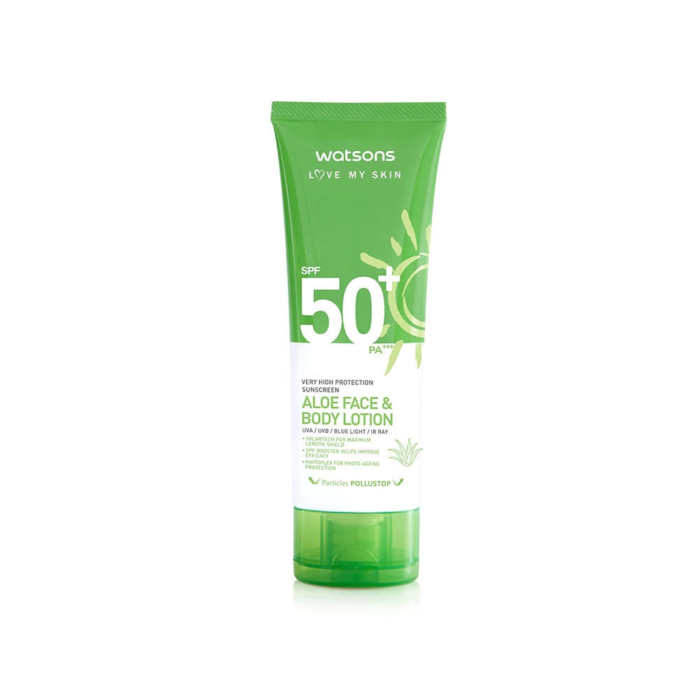 Sữa Dưỡng Chống Nắng Watsons High Protection Sunscreen Aloe Face &amp; Body Lotion SPF50+ PA+++ 100ml