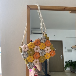 ( Sẵn ) Túi len ghép hoa / Túi len handmade