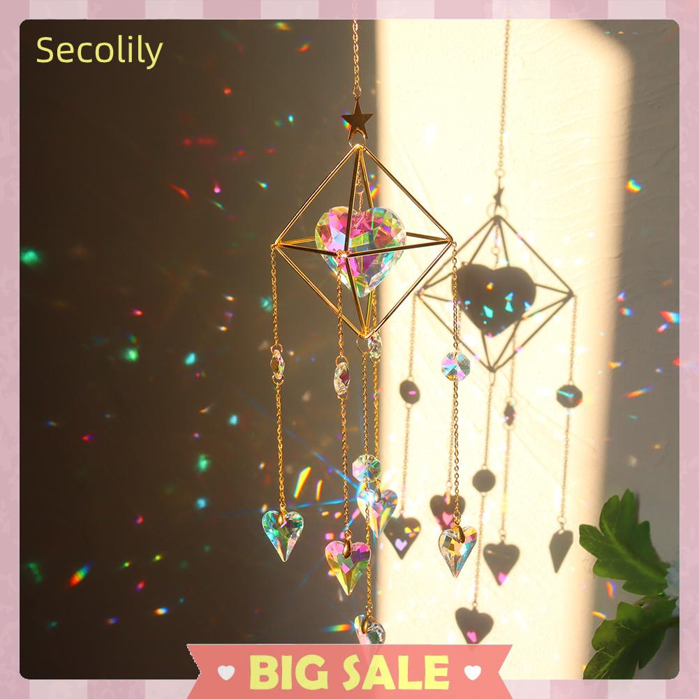 Chuông Gió Pha Lê Hình Trái Tim Treo Trang Trí Nhà Cửa/Vườn