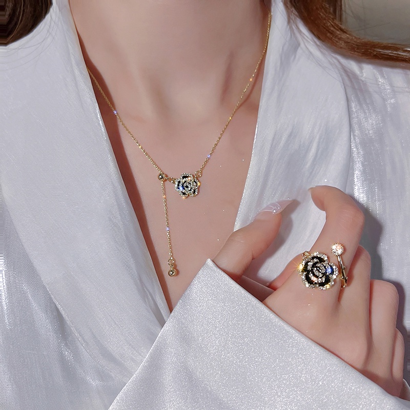 Dây Chuyền Mảnh Mặt Hình Hoa Hồng Thanh Lịch Phong Cách Hàn Quốc