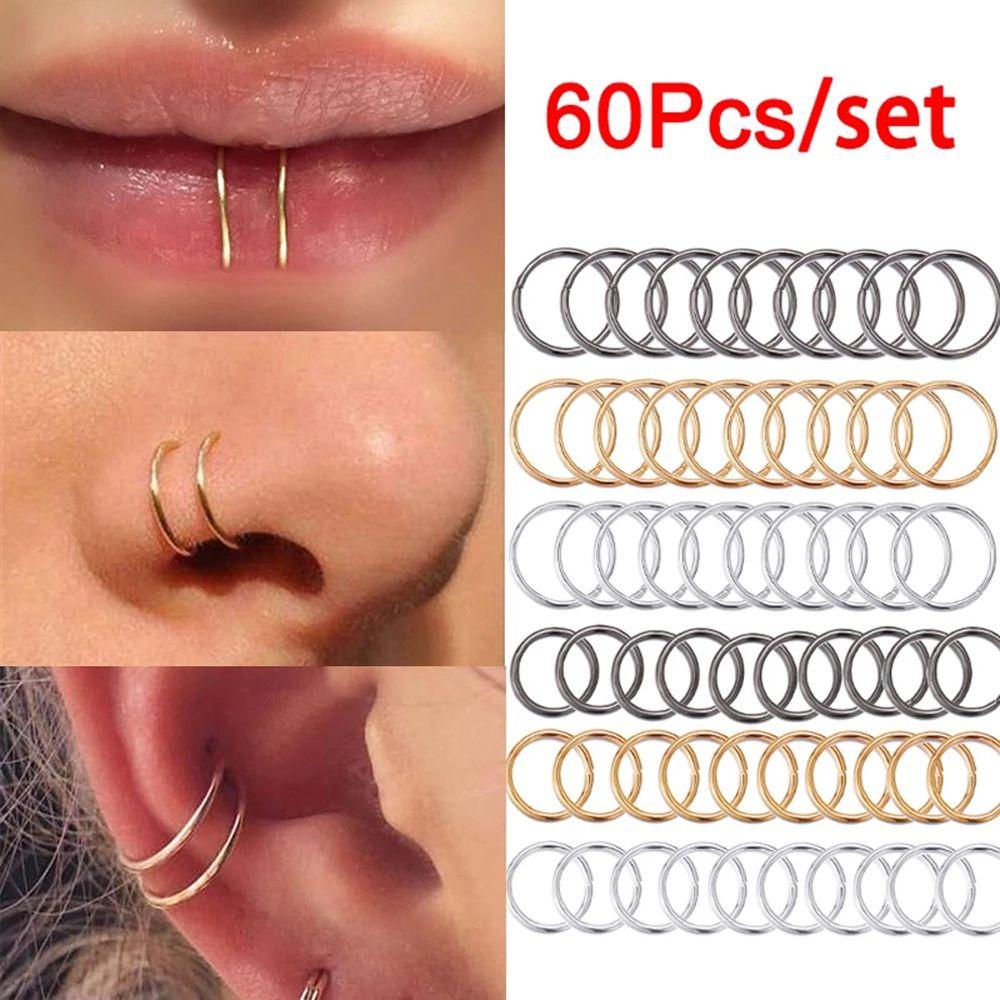 MOCHO Set 60 Khuyên Mũi / Môi / Mũi Bằng Hợp Kim Phong Cách Vintage Cho Nam Nữ