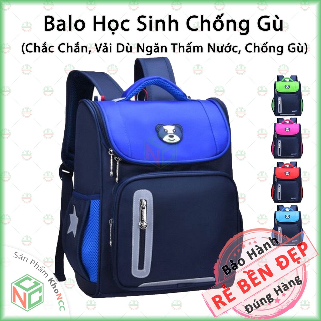 [KhoNCC] Balo Cặp Chống Gù Dành Cho Học Sinh Tiểu Học - Cấp 1, 2 - Vải Dù Chắc Chắn - Ngăn Thấm - NLM-BLCGSN (Nhiều màu)