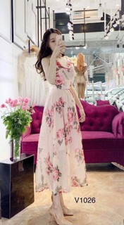 Đầm maxi cổ đỗ 2 dây siêu xinh