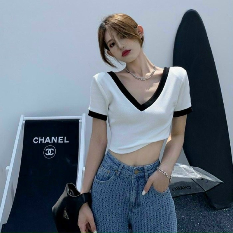 Áo thun cổ tim viền đen SL alohashop91