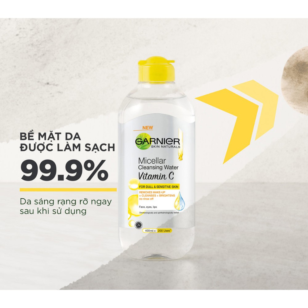 Nước làm sạch và tẩy trang dưỡng sáng da Garnier Micellar Water Vitamin C 400ml