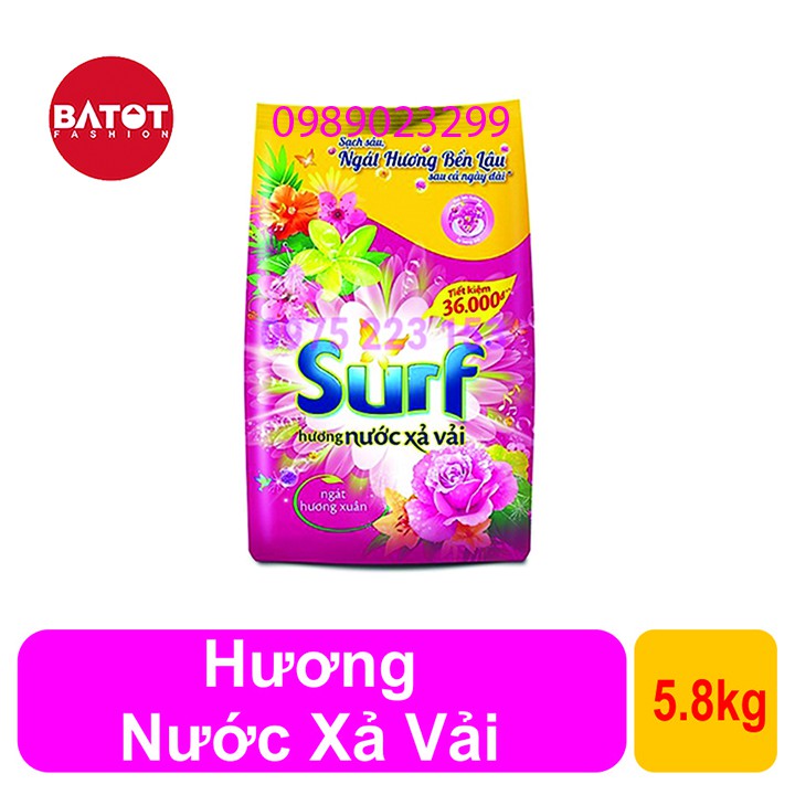 Bột Giặt Surf Hương Nước xả vải 5.8kg