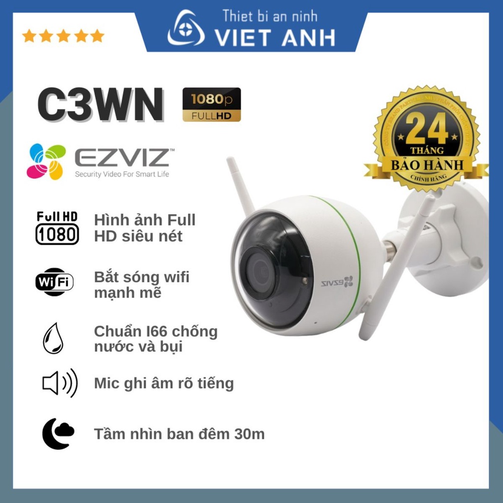 Camera Ezviz C3WN 1080P Full HD ngoài trời- Camera Wifi Không Dây - Siêu Nét- Hàng Chính Hãng