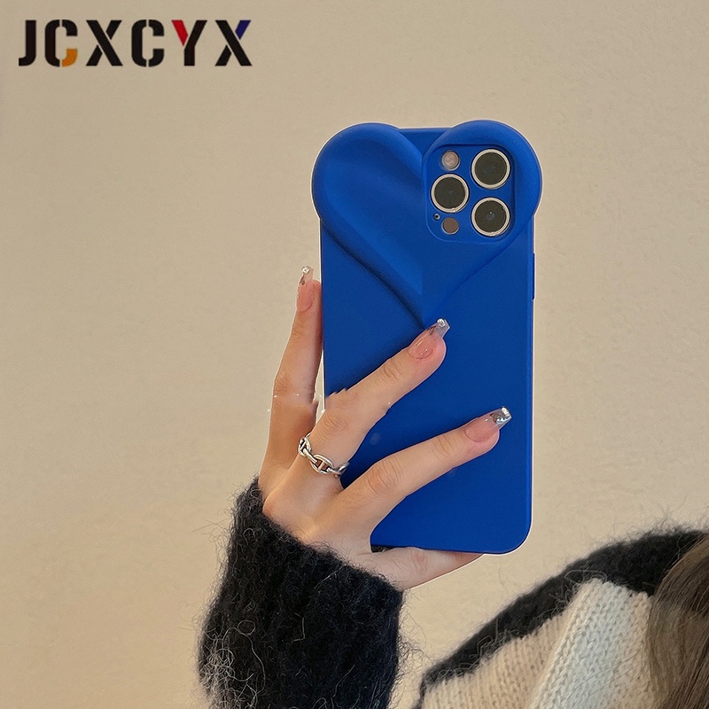 Ốp Điện Thoại Silicon Màu Trơn Họa Tiết Trái Tim 3D Dễ Thương Cho iphone 13 Pro Max 12 11 XR X XS 7 8 plus