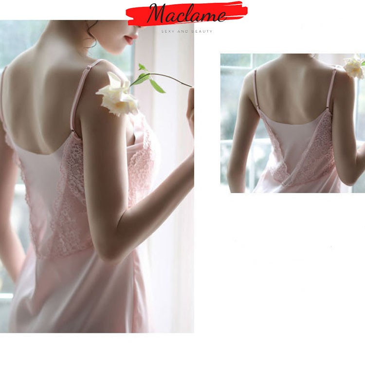 Váy Ngủ Đầm Ngủ Lụa Phối Ren Thả Dáng Mềm Mại Mát Mẻ Đi Ngủ Đi Chơi DN06 | BigBuy360 - bigbuy360.vn