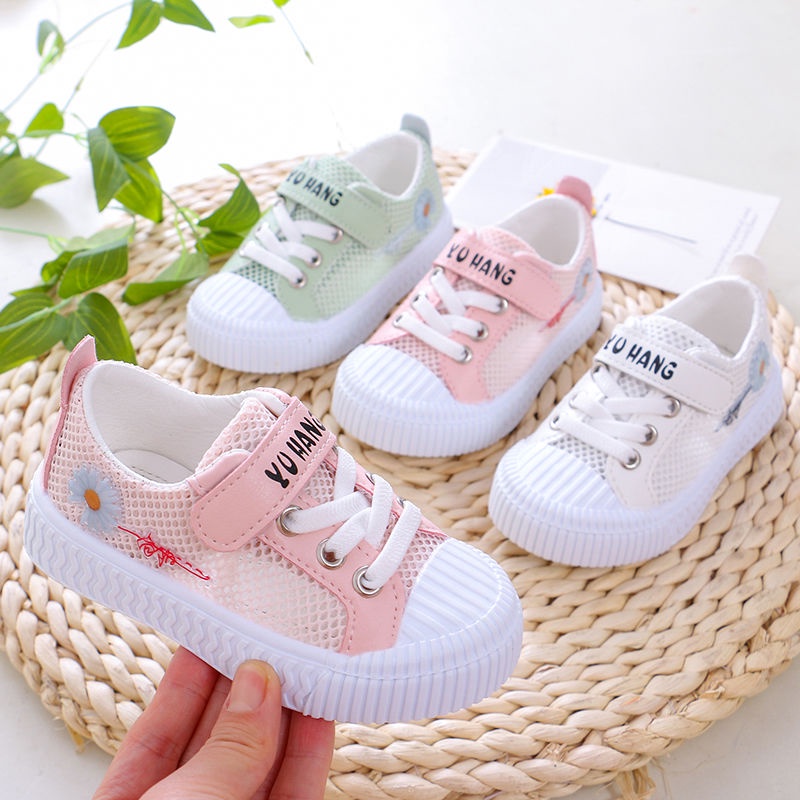 Giày Thể Thao Đế Bằng Phối Lưới Thiết Kế Xinh Xắn Cho Bé