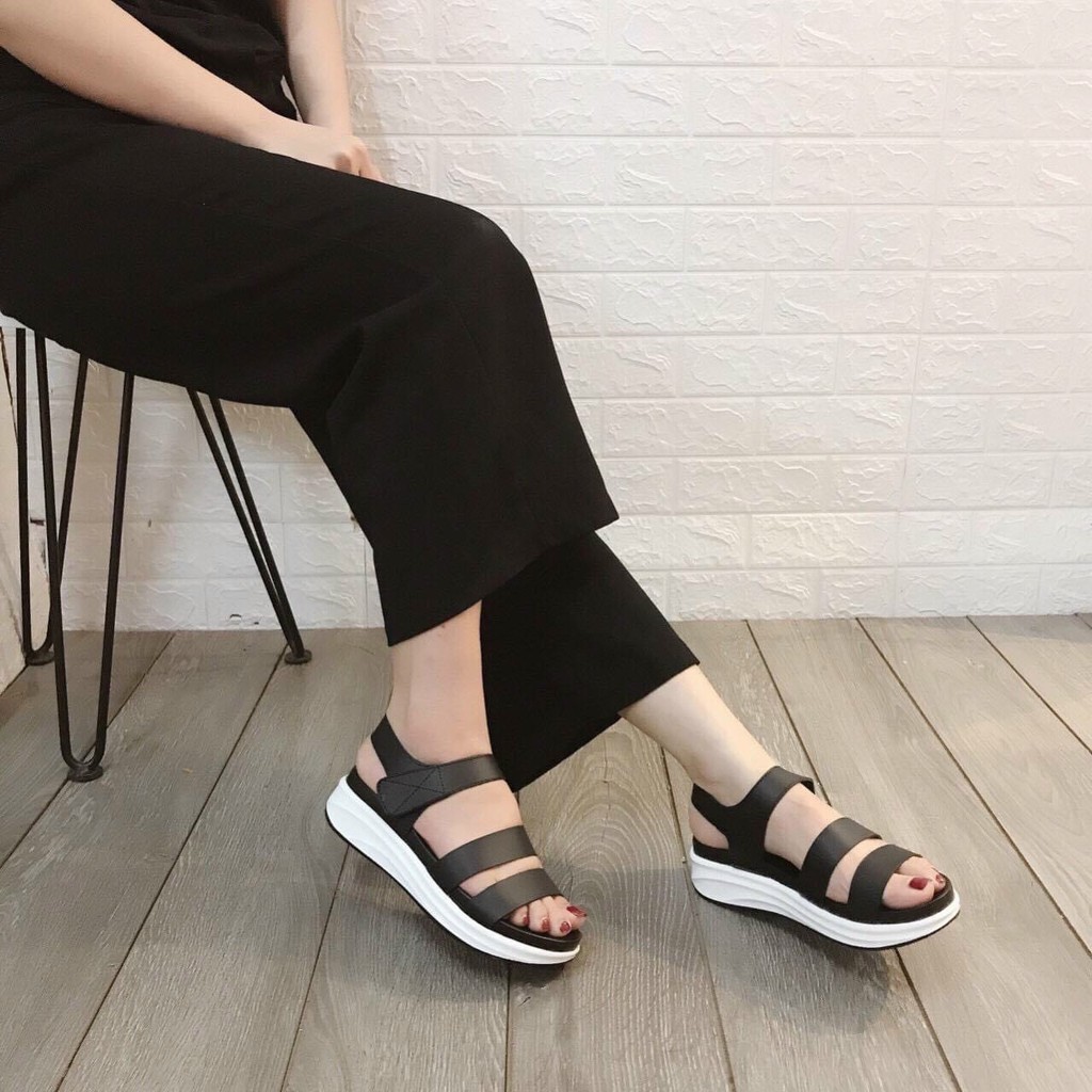 Sandal da mịn 2 cầu bản to đế trắng - 3P