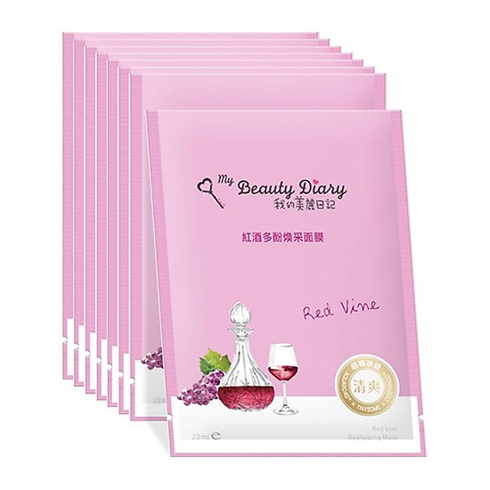 Mặt Nạ Đài Loan My Beauty Diary Rượu vang Red wine - Hộp 8 miếng