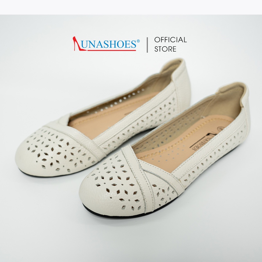 Giày bệt nữ da bò mềm LUNASHOES 1081 bảo hành 2 năm giầy trung niên nữ cho mẹ đi mùa hè mát êm chân