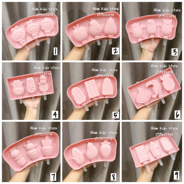 [Có Nắp - Kèm Que] Khuôn silicon làm kem que cho bé