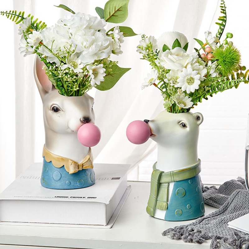 Chậu Hoa Hình Động Vật Hoạt Hình Phong Cách Bắc Âu Sáng Tạo Để Bàn Trang Trí Nội Thất