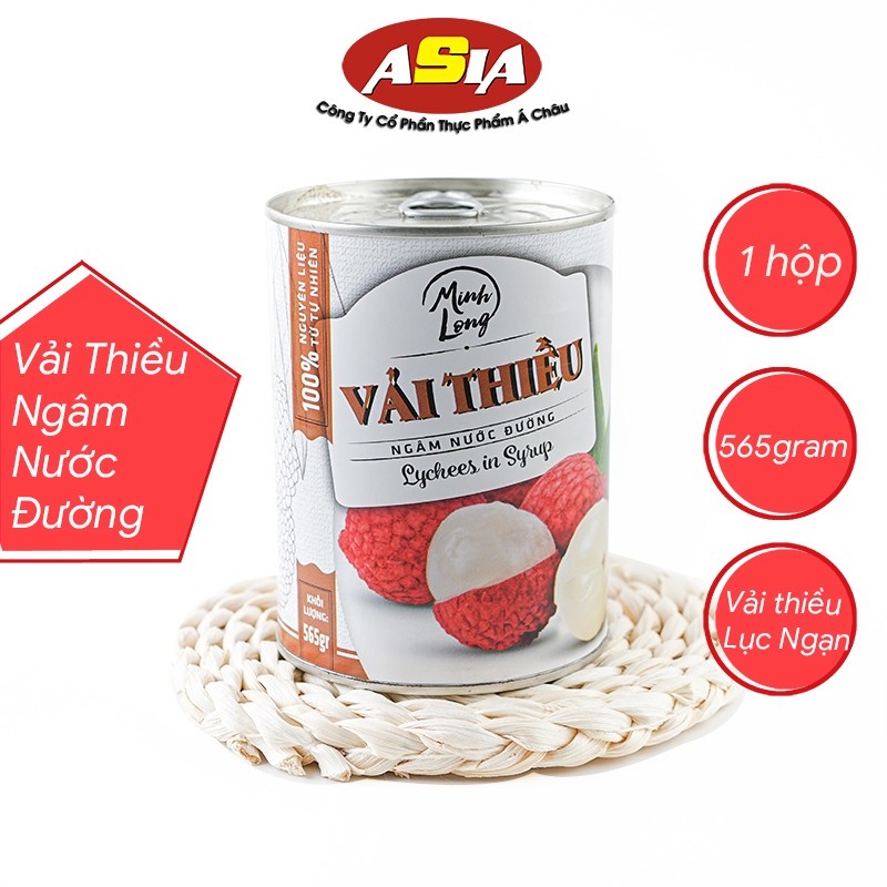 1 thùng 6 lon Vải thiều nước đường Asia Home Cát Long 565gr