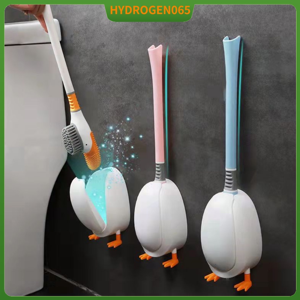 Bàn chải toilet lông dày hình vịt treo tường dễ thương dọn dẹp cho khách sạn hoặc nhà ở