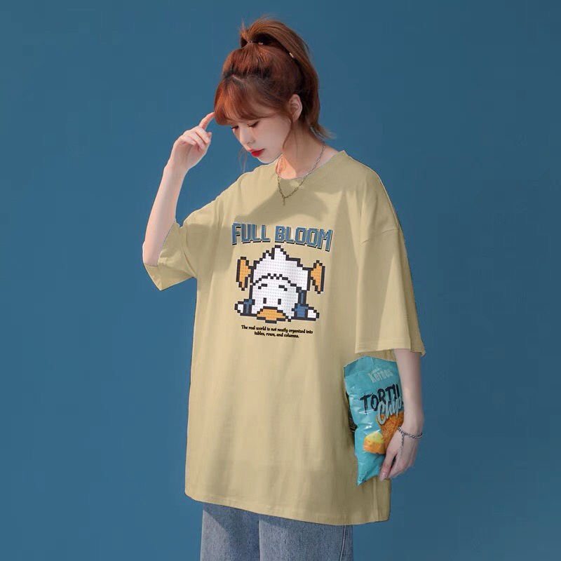 Áo phông nam nữ form rộng 2N Unisex thun cotton in Vịt fall down trắng/be/đen