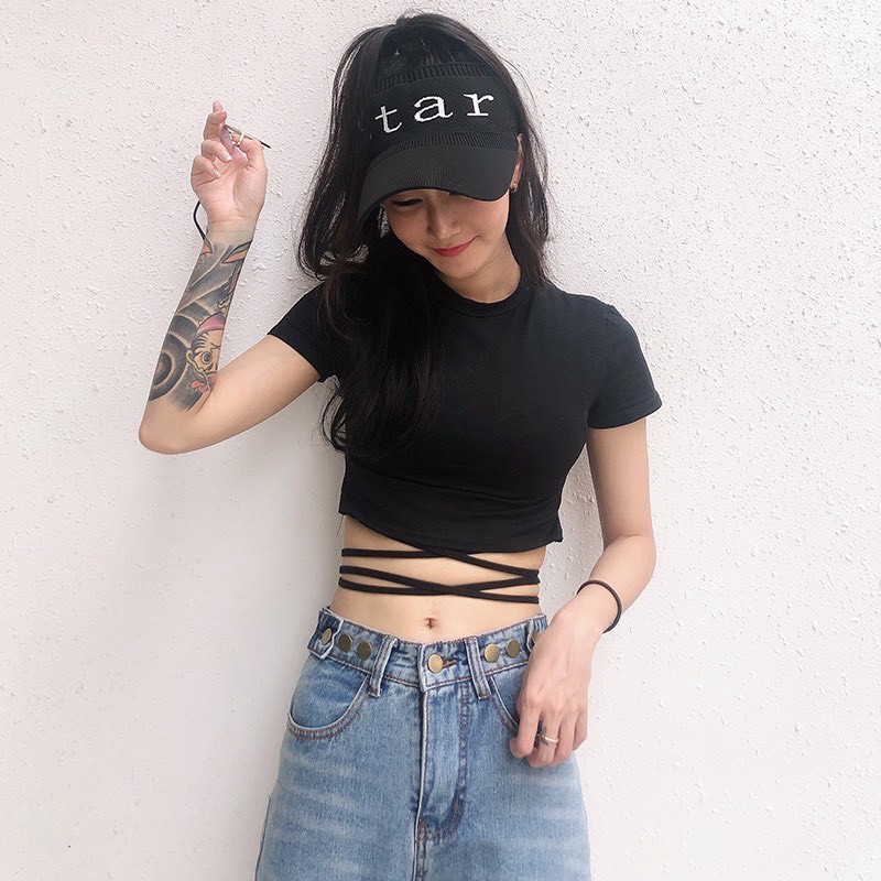 [Cao Cấp] Áo Croptop Đan Dây Eo Khoe Trọn Dáng ❤️ Áo Croptop Nữ Chất Thun co giãn 4 chiều cao cấp <3