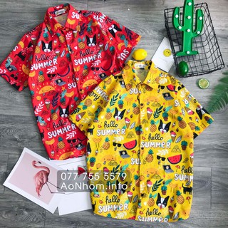 Áo đi biển, áo sơ mi đi biển nam nữ chất liệu cao cấp mềm mịn thoáng mát ★ Hello Summer #01