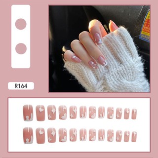 [KÈM KEO + DŨA MÓNG ]SET BỘ 24 MÓNG TAY GIẢ HOẠ TIẾT R164