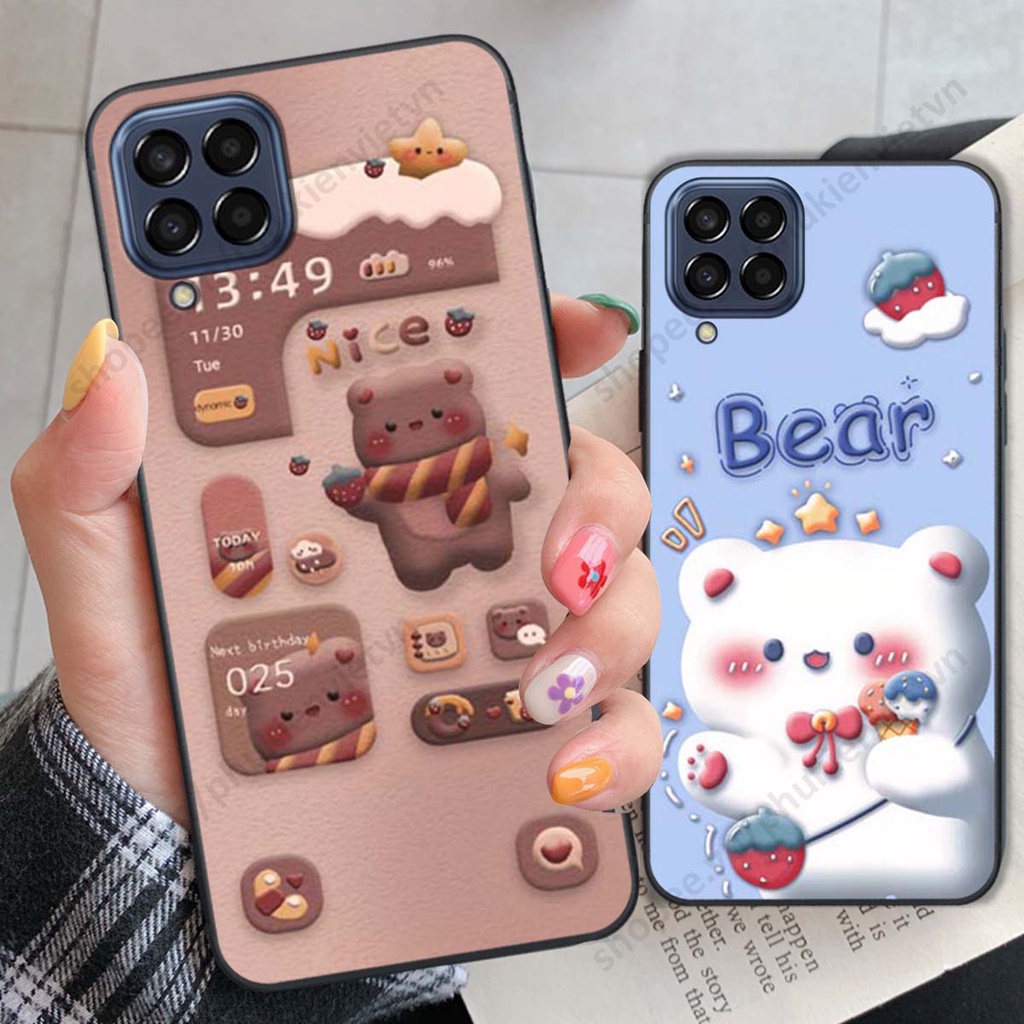 Ốp lưng Samsung M33 - M53 in hình mèo đen, thỏ trắng siêu cute đáng yêu