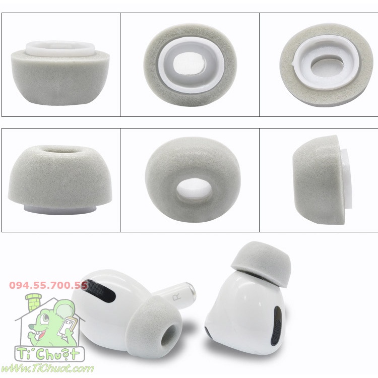 Nút Bọt Biển Bọc Tai Nghe AP AirPods Pro 1/ Pro 2, Có Lưới Chống Bụi, Lõi Nhựa Cứng