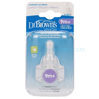 Hộp 2 núm ty silicone dr.brown's cổ thường level 4
