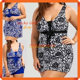 [BIG SIZE 70-85KG] Bộ Bơi Đồ Bơi Áo Tắm Liền Thân Che Bụng Dạng Váy Big Size 70-85kg - Lucky Girl shop