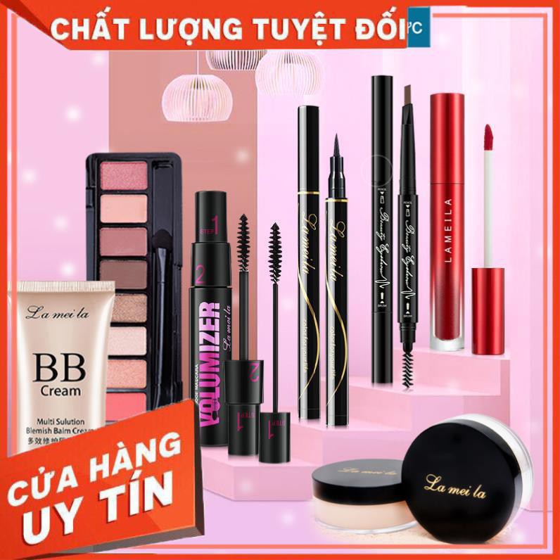 Bộ trang điểm cá nhân LAMEILA 7，Kem BB, Phấn phủ, Mascara, Chì kẻ mày, Kẻ mắt, Son kem，Bóng mắt-URBLML-T7