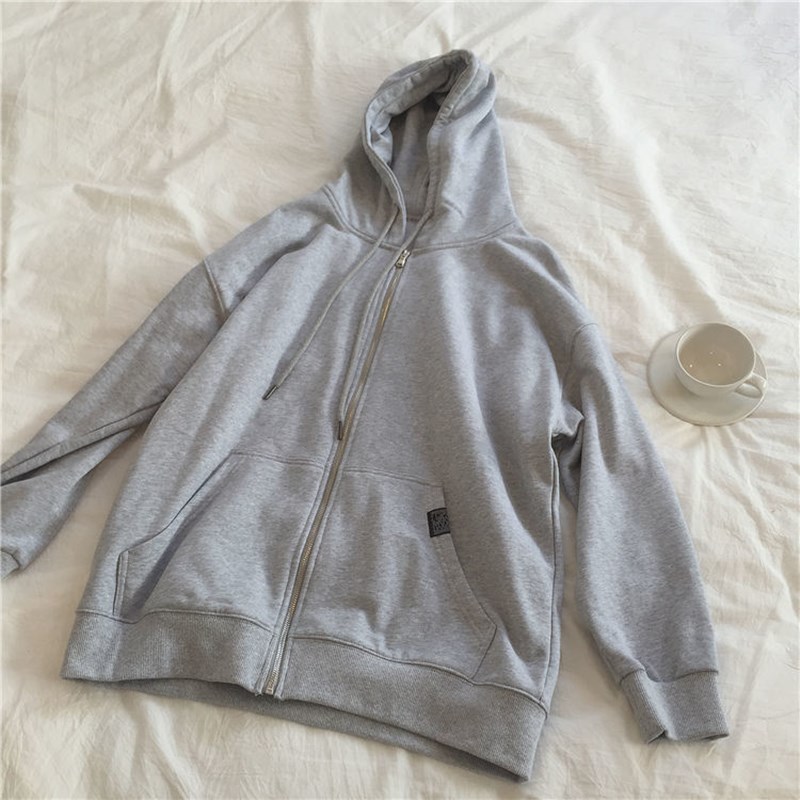 Áo Khoác Hoodie Cỡ Lớn Phối Khóa Kéo Sành Điệu Cho Nữ