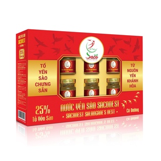 Nước yến sào cao cấp saconest đường phèn 25% yến sào, hộp 6 lọ - 70ml/lọ