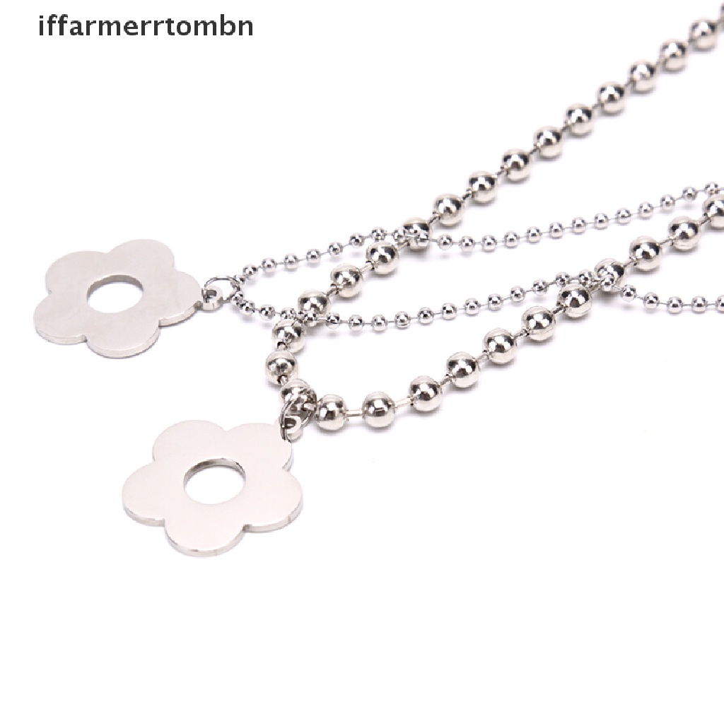 {iffarmerrtombn} Fashion Stainless Steel Flower Beads Choker Necklace Gothic Collar Jewelry Gift hye