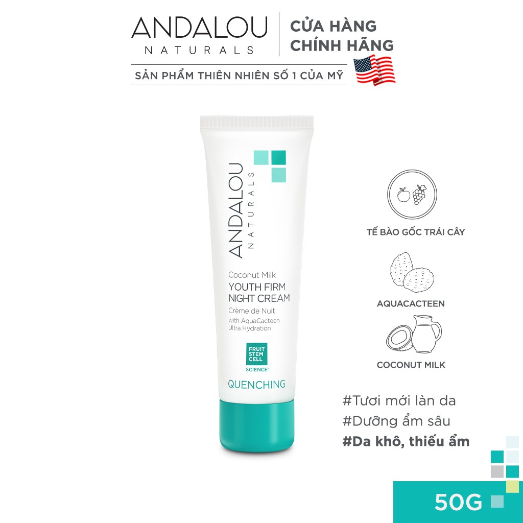 Kem Dưỡng Ẩm Ban Đêm Andalou Naturals Quenching Coconut Milk Youth Firm Night Cream 50g