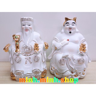 Tượng Ông Địa Thần Tài sứ trắng cao cấp 7inch (19cm) + Khuyến mãi bộ giấy cúng