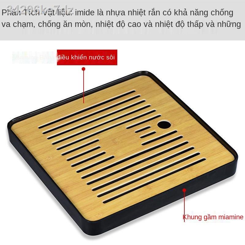 ◇◑Khay trà khô bằng gốm sứ melamine bàn trà nhỏ bộ đồ uống trà tròn gia đình kung fu đơn giản đựng nước khay tre
