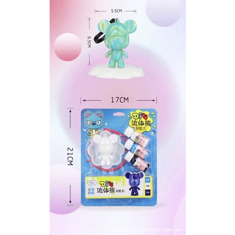 Gấu Đổ Màu Bearbrick , Móc Khoá DIY đổ màu Acrylic Pouring nhiều màu sắc đẹp mắt đa dạng Hot Trend 2022