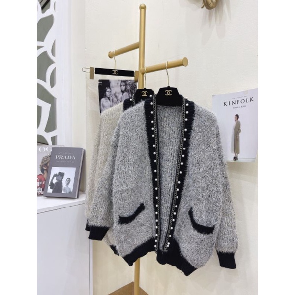 Áo Khoác Cardigan Nữ Ms.0224 Áo Khoác Lông Dáng Dài Phối Viền Ngọc Sang Chảnh, Chất Len Lông | BigBuy360 - bigbuy360.vn