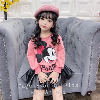 Set mickey kèm chân váy da cho bé gái