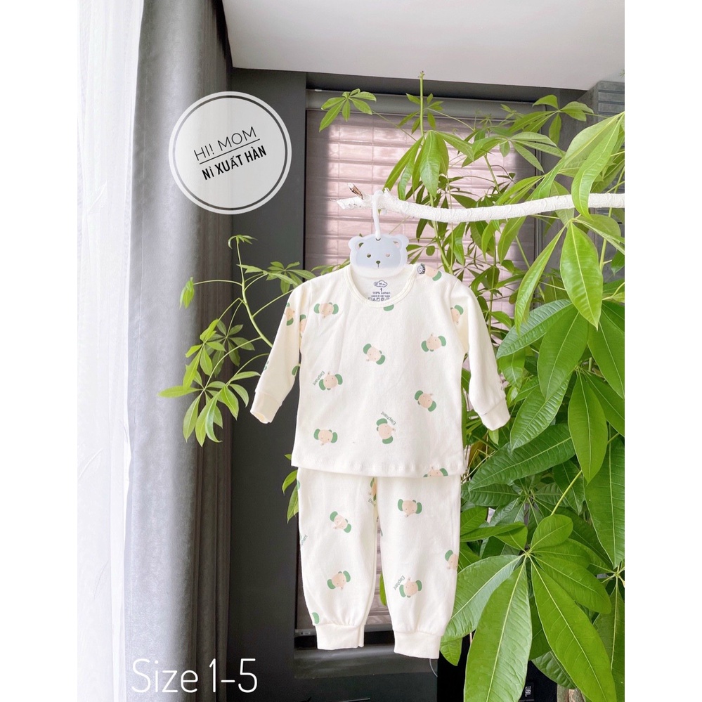Bộ dài tay cài vai cotton họa tiết đáng yêu Hi'mom cho bé