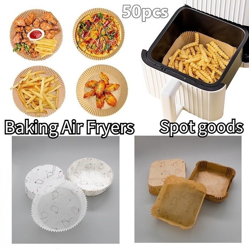 Set 50 Miếng Giấy Lót Nồi Chiên Hình Khuôn Bánh - Giấy lót nồi chiên không dầu miếng lót Giảm Thiểu Tối Đa Dầu Mỡ Bám Vào Nồi Chiên