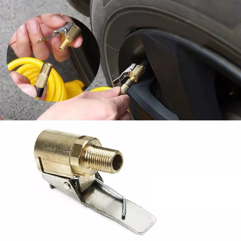 Đầu kẹp van bơm lốp, bánh xe 8mm  bằng đồng, đầu nối vòi lốp Xe Hơi, Xe Máy