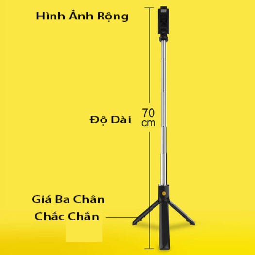 Gậy tự sướng selfie chụp ảnh 3 chân đa năng Tripod K07, Q07s, Gậy có 2 đèn kèm bộ điều khiển từ xa kết nối blutooth