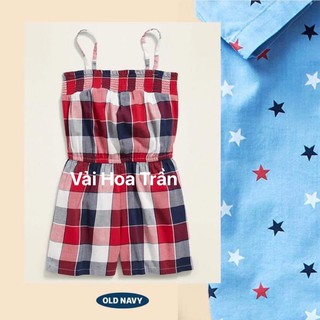Vải thô kẻ đỏ đen Old navy