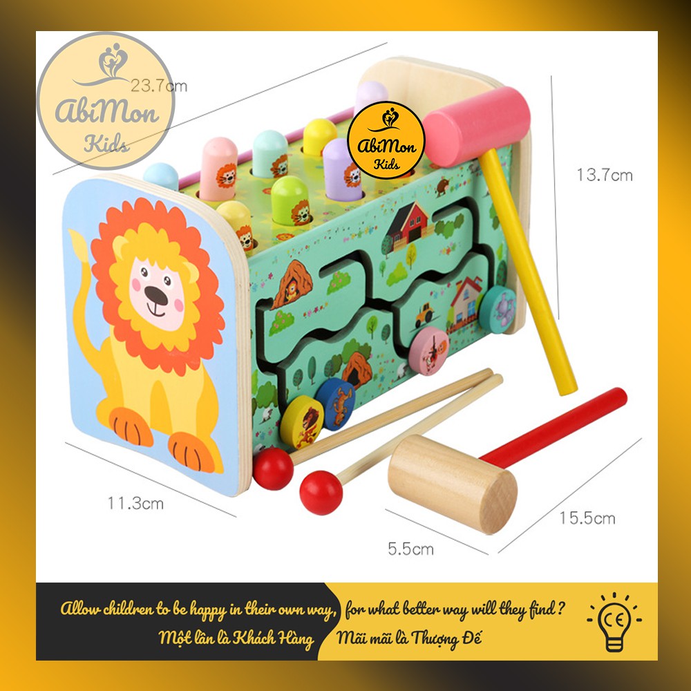 Đập Chuột Sư Tử Kèm Đàn Cho Bé ☘️ Montessori cao cấp ✨ (Đồ chơi Gỗ - Đồ chơi Giáo Dục - An toàn - Thông minh)