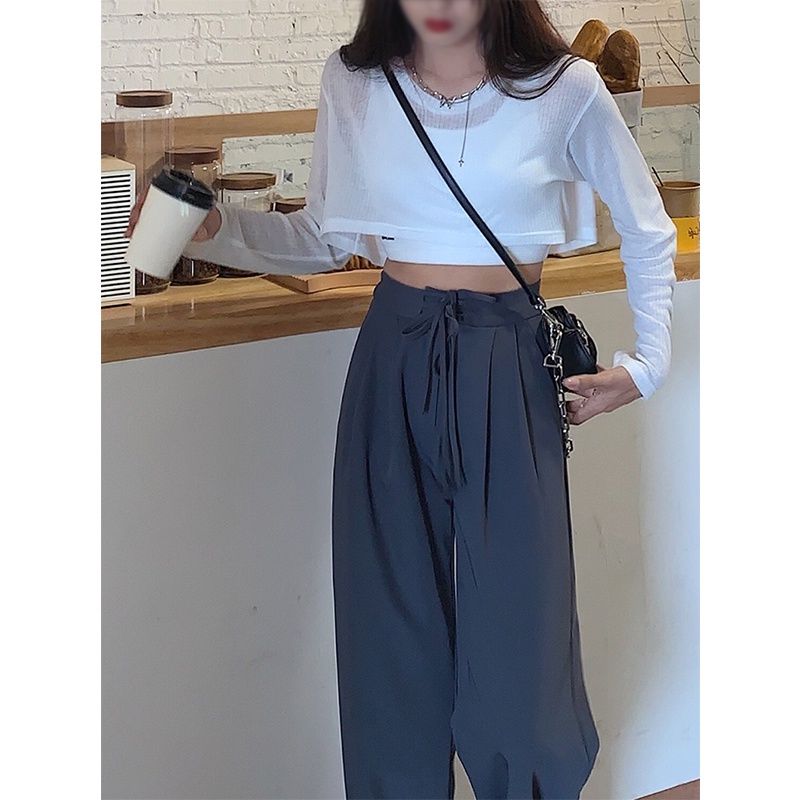 Quần dài ống rộng phong cách Hàn Quốc thời trang cho nữ