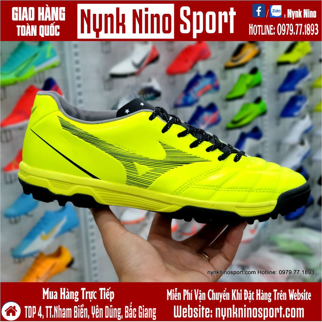 Giày Bóng Đá Mizuno Rebula Cup Vàng Vạch Đen TF