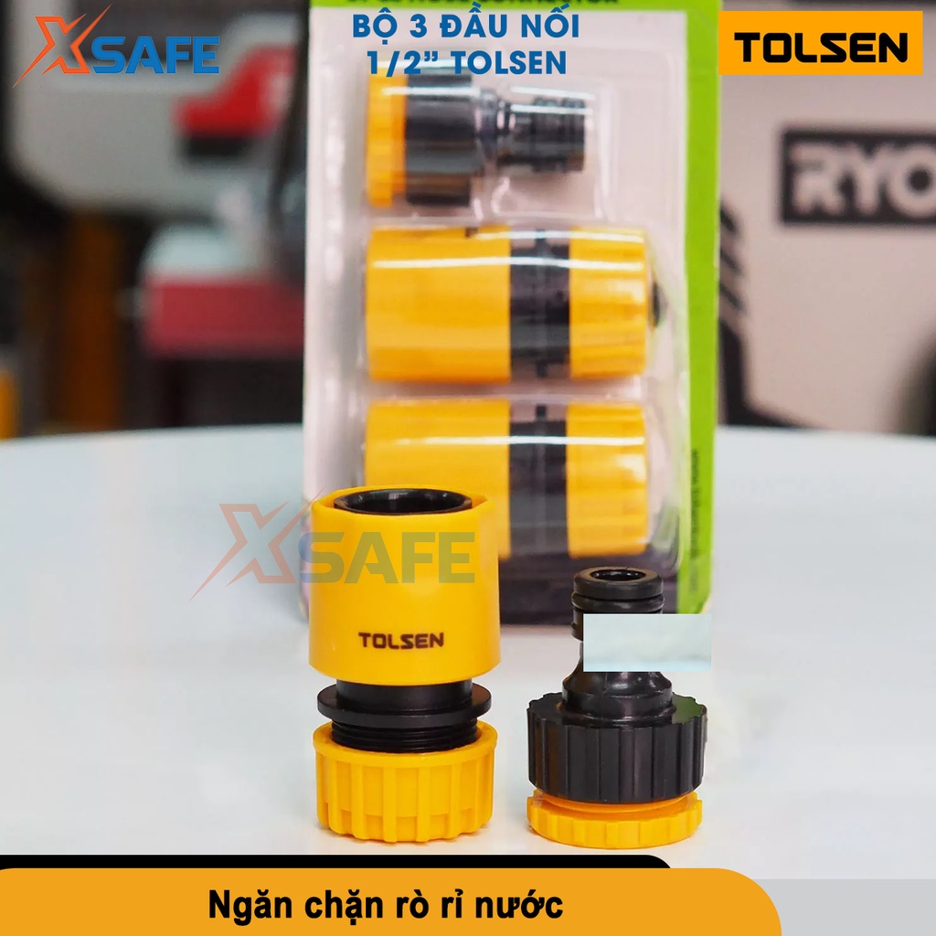 Bộ 3 đầu nối ống nước Tolsen 57120, khớp nối ống 1/2'' chất liệu nhựa ABS cao cấp, dùng nối ống 1/2''[CHÍNH HÃNG][XSAFE]